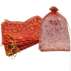 10ct  8x12 " Christmas Organza Favor Bags Snowflake Jewelry Candy Gift …